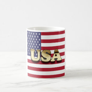 Golden USA American Flag Kaffeetasse