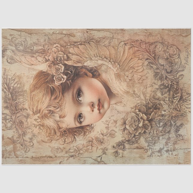 Golden Valentine Angel Seidenpapier (Vorderseite)