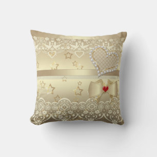 Golden Valentinstag Wedding Illustration Kissen