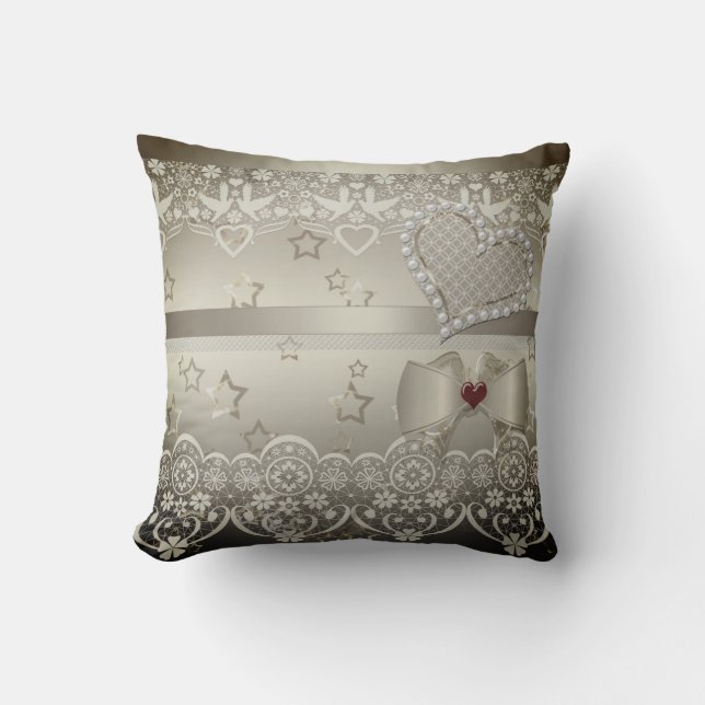 Golden Valentinstag Wedding Illustration Kissen (Vorderseite)