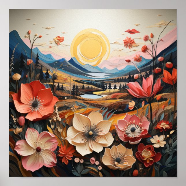 Golden Valley Blüten: Dreamlike Nature Art Poster (Vorne)