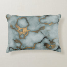 Golden Vein Marble Ocean Mist Kissen
