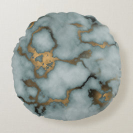 Golden Vein Marble  Ocean Mist Throw Pillows Rundes Kissen