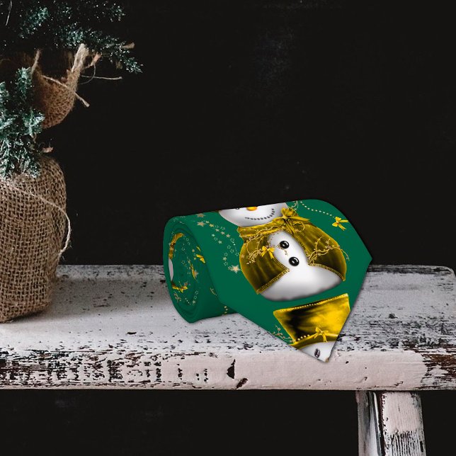 Golden Velvet Snowman Christmas  Krawatte (Golden Velvet Snowman Christmas Tie by the Olde Christmas Shoppe)