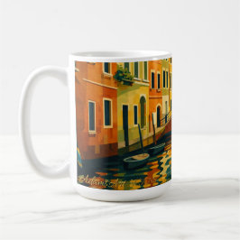 Golden Venice Canal Bridge Sunset Illustration Kaffeetasse