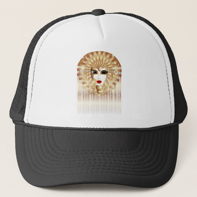 Golden Venice Carnival Party Mask Truckerkappe (Vorderseite)