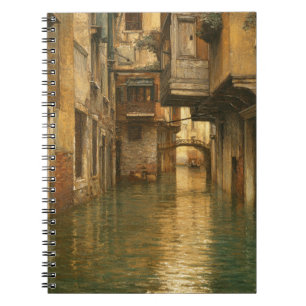 Golden Venice Narrow Canal Painting Notebook Notizblock