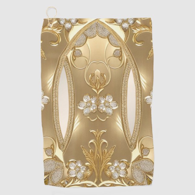 Golden Verziert Floral Golf Handtuch (Vorderseite)
