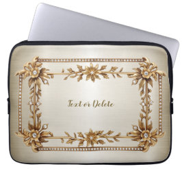 Golden Verziert Rectangle Dimond Blume Shiny Laptopschutzhülle