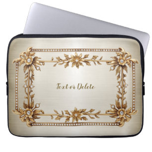Golden Verziert Rectangle Dimond Blume Shiny Laptopschutzhülle