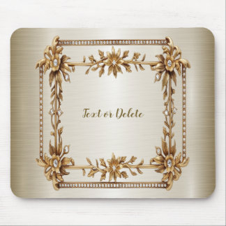 Golden Verziert Rectangle Dimond Blume Shiny Mousepad