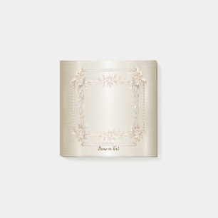 Golden Verziert Rectangle Dimond Blume Shiny Post-it Klebezettel