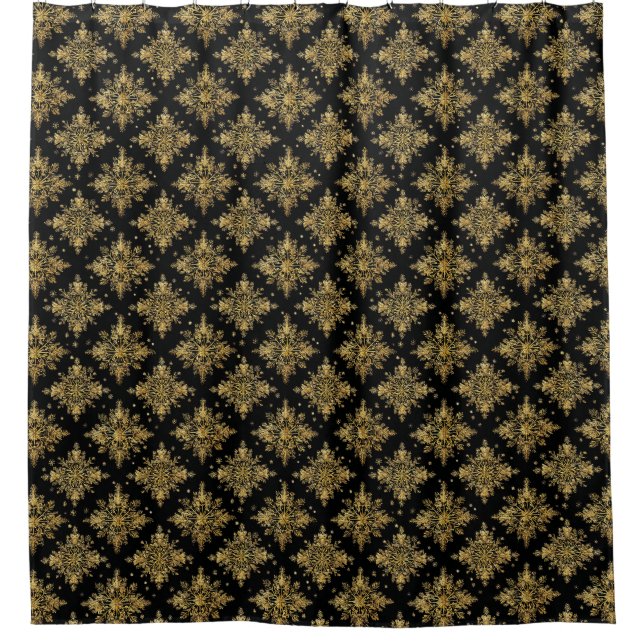 Golden Verziert Snowflake Pattern Duschvorhang (Vorderseite)