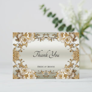 Golden Verziert White Blume Danke Karte