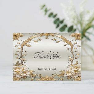 Golden Verziert White Blume Danke Karte