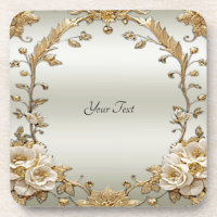 Golden Verziert White Blume Hard Plastic Untersetz