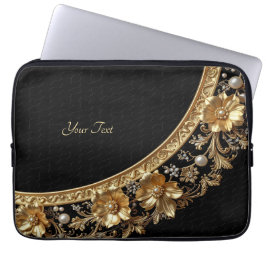 Golden verzierte Blumen Laptop-Hülle Laptopschutzhülle