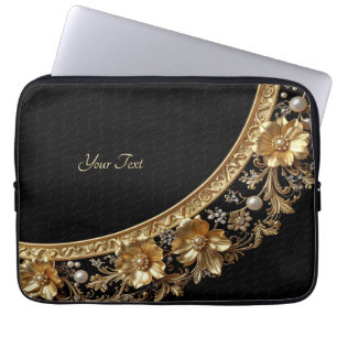 Golden verzierte Blumen Laptop-Hülle Laptopschutzhülle