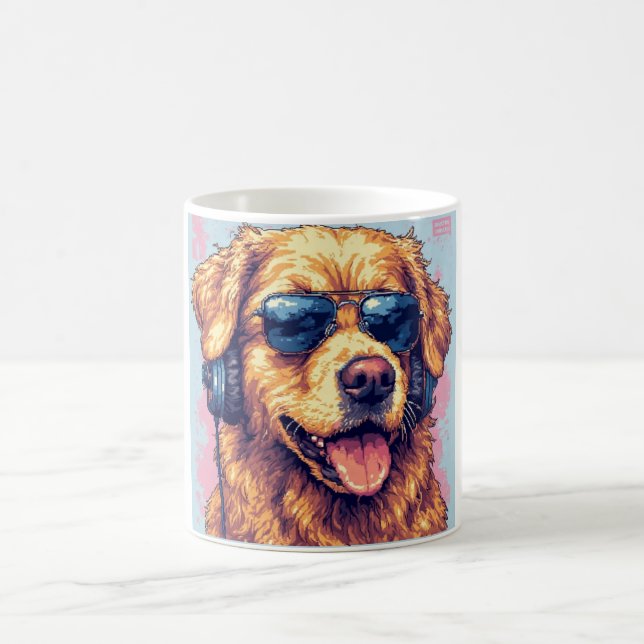 Golden Vibes only - Chill Hund mit Kopfhörern & Sh Kaffeetasse (Mittel)