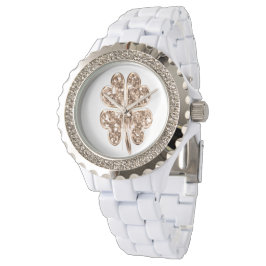 Golden Vierblättriges Kleeblatt Elegante Imitate Armbanduhr