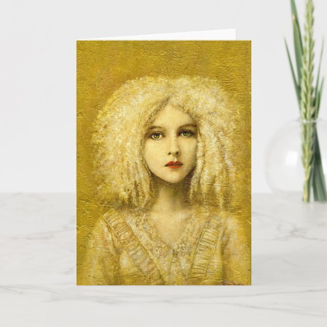 Golden Viktorianisch Gothic Girl Grußkarte Karte (Vorderseite)