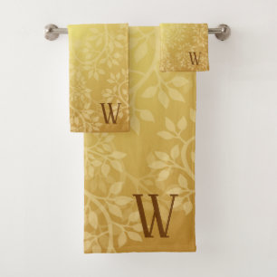 Golden Vine Monogram Badhandtuch Set