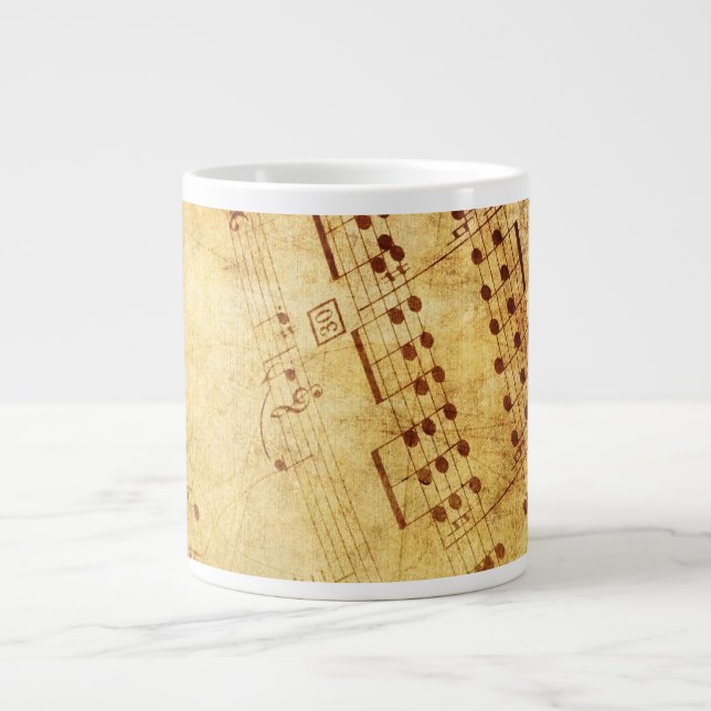 Golden Vintage Notennotiz Jumbo-Tasse (Vorderseite)