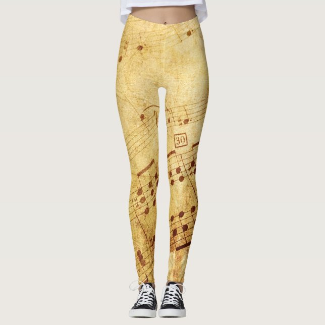 Golden Vintage Notennotiz Leggings (Vorderseite)