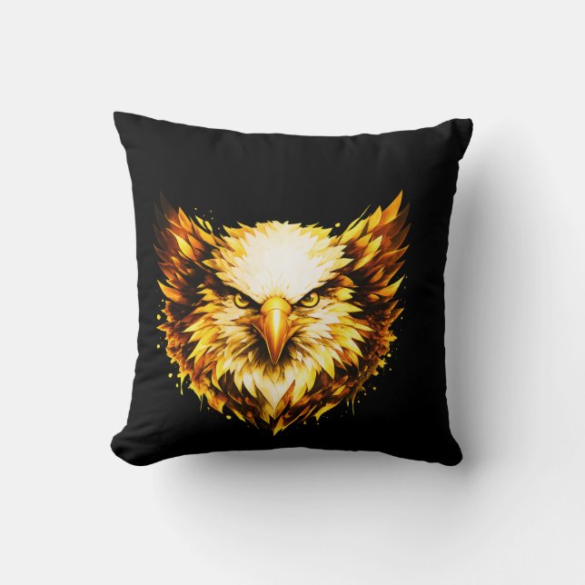 Golden Vision Eagle | Bold Illustrated Statement Kissen (Vorderseite)