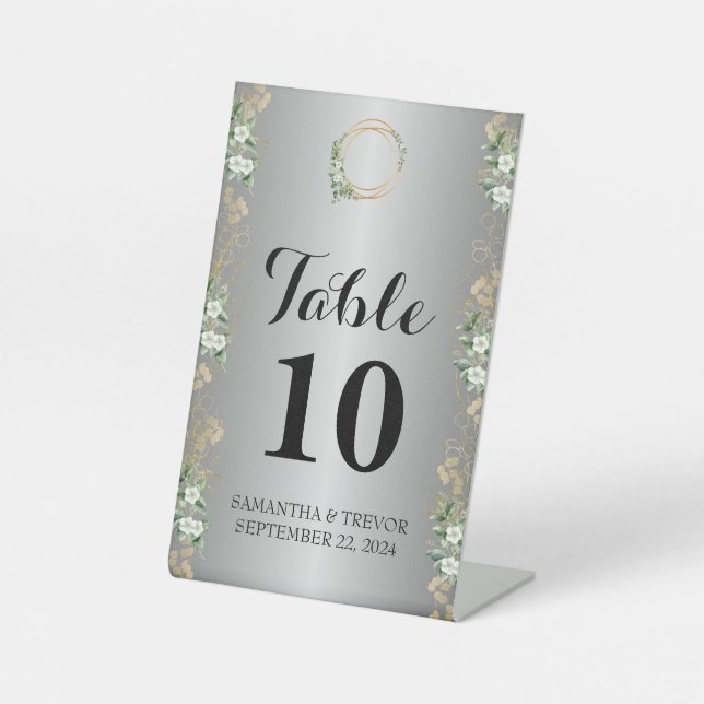 Golden Vows: Ein regelmäßiger Hochzeitstisch-Podes Sockelschild (Vorderseite)