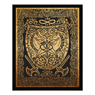 Golden Warrior Shield - Inspiriertes Viking Fotodruck