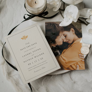 Golden Watercolor Bee Foto Save The Date