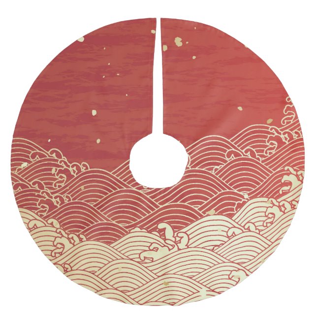Golden Wave Paper Texture Muster Polyester Weihnachtsbaumdecke (Vorderseite)