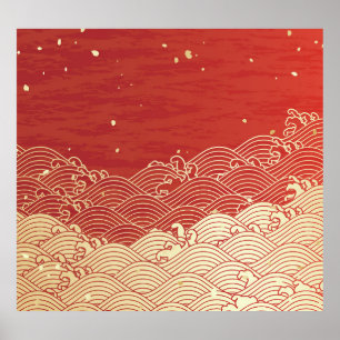 Golden Wave Paper Texture Muster Poster