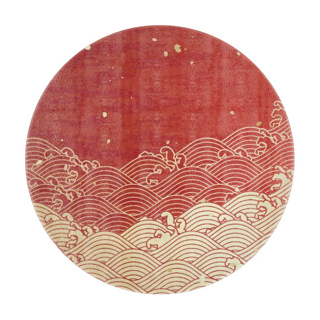 Golden Wave Paper Texture Muster Schneidebrett (Vorderseite)