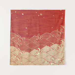 Golden Wave Paper Texture Muster Wandteppich