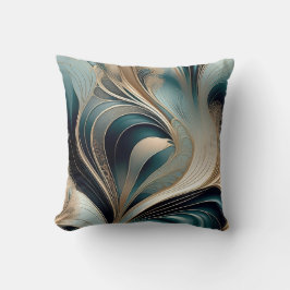 Golden Wave - Türkis und Gold abstrakt Kunst Kissen