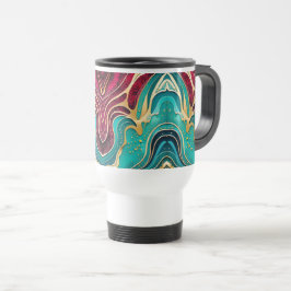 Golden Waves Fluid Art Tasse