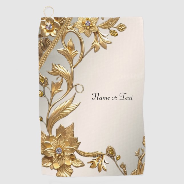 Golden Wavy Blätter Blumenhandtuch Golfhandtuch (Vorderseite)