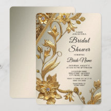 Golden Wavy Blätter Blumenmuster Brautparty