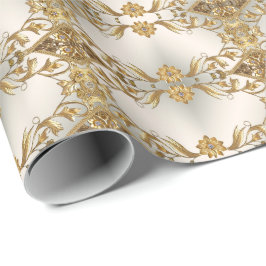 Golden Wavy Blätter Blumenpapier Geschenkpapier