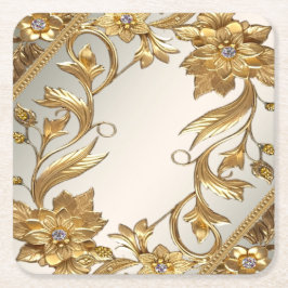 Golden Wavy Blätter Blumenpapier Untersetzer