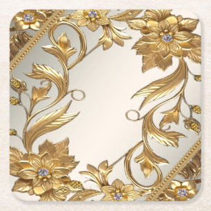 Golden Wavy Blätter Blumenpapier Untersetzer