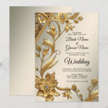 Golden Wavy Blätter Einladung zur Hochzeit von Flo