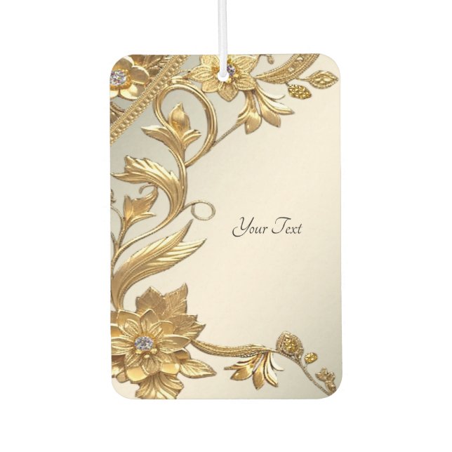 Golden Wavy Blätter Floral Air Freshener Autolufterfrischer (Vorderseite)