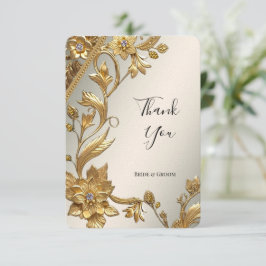 Golden Wavy Blätter floral Danke Karte