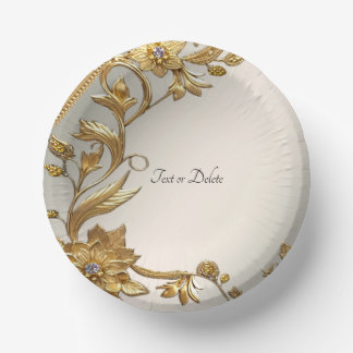Golden Wavy Blätter floral Pappteller