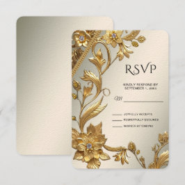 Golden Wavy Blätter floral RSVP Card Karte