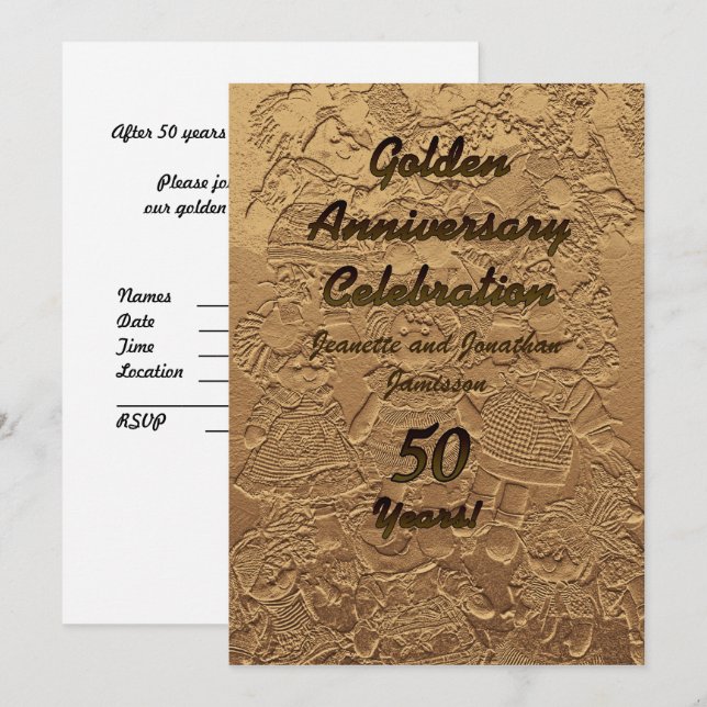 Golden Wedding 50 Jahre Party Einladung (Vorne/Hinten)