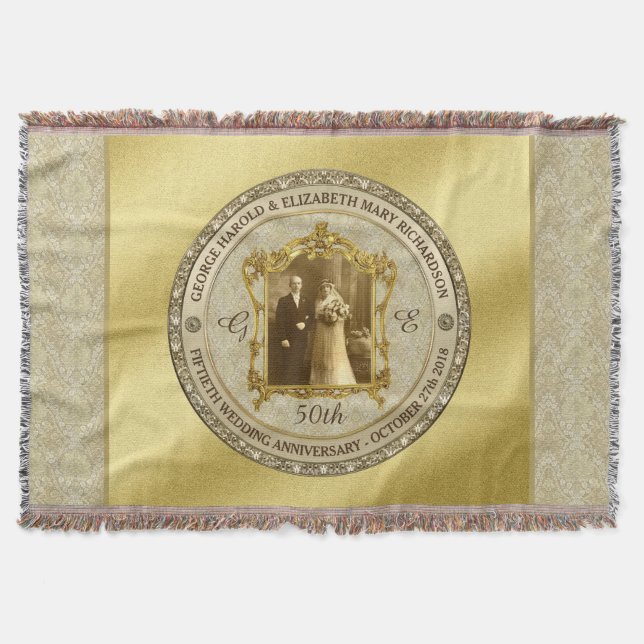 Golden Wedding Anniversary Classic Foto Frame Decke (Vorderseite)